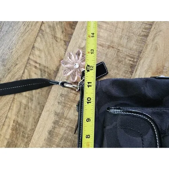 Coach Black Signature Ashley Shoulder Bag F16550 EUC Logo Charm - Picture 11 of 16